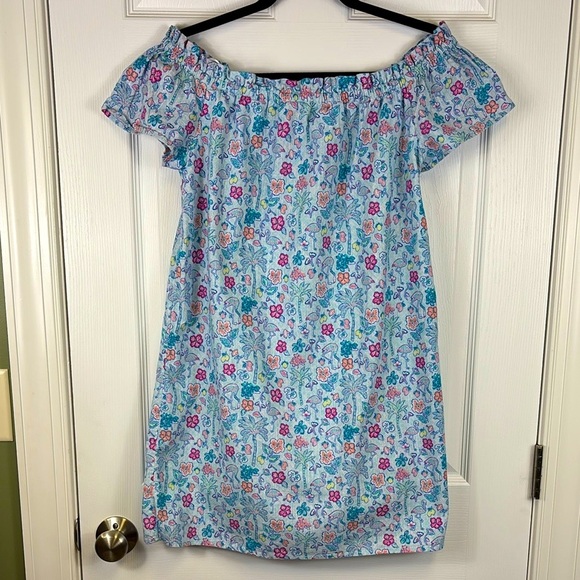 Vineyard vines off the shoulder beach print dress sz sm - Picture 1 of 7